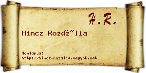 Hincz Rozália névjegykártya
